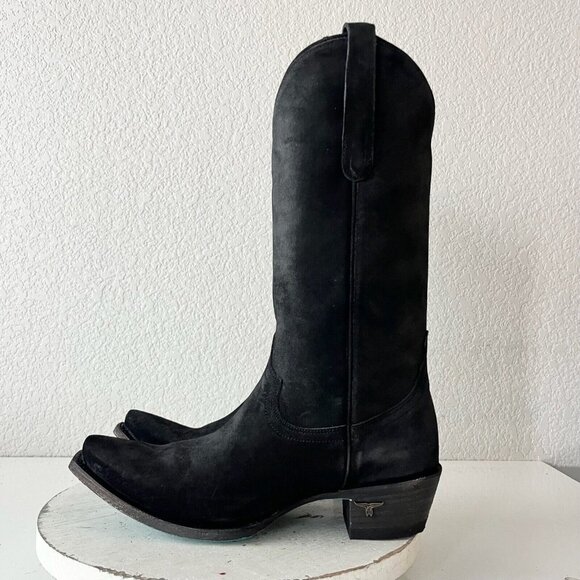 Lane EMMA JANE Womens Cowboy Boots 9 Black Suede Western Cowgirl Mid Calf Tall - Picture 5 of 13